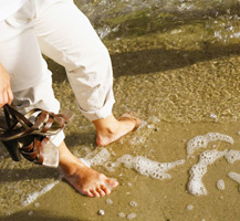 footprints on beach banner