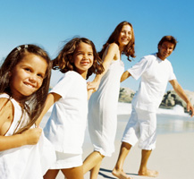 Family on the beach banner