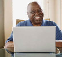 man with laptop banner