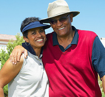 couple on golf course banner